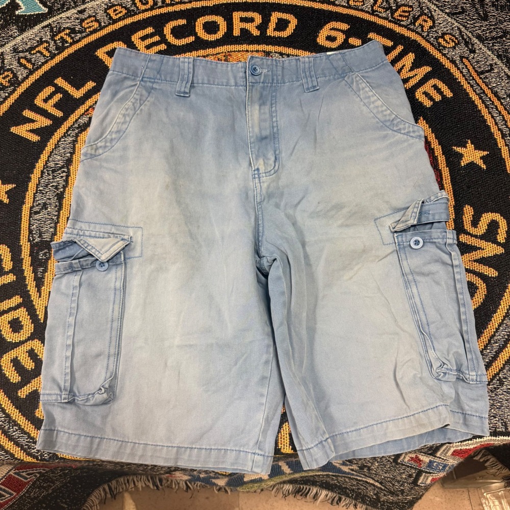 Airwalk Mens Light Blue Cotton Twill Cargo Shorts Size 30 Utility Pockets